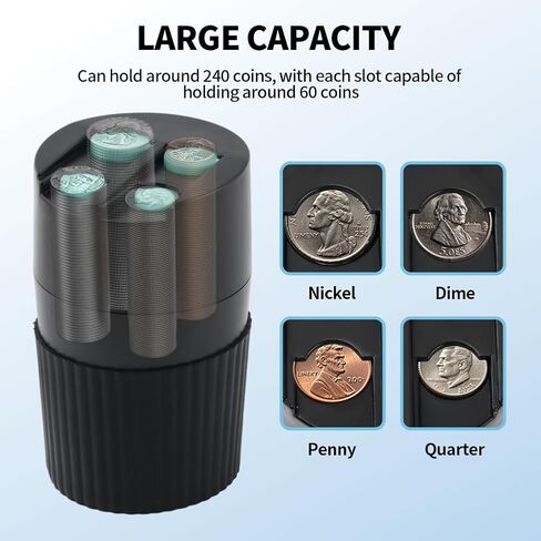 Coin Holder for Car Universal Car Change Holder Organizer Compatible with Four Coin Dispenser Storage for Most Vehicles & Trucks in Kuwait