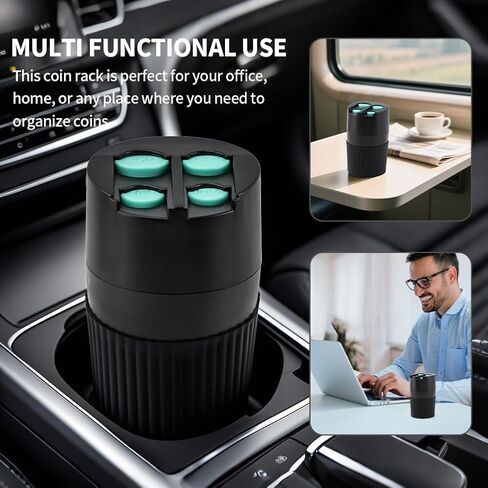 Coin Holder for Car Universal Car Change Holder Organizer Compatible with Four Coin Dispenser Storage for Most Vehicles & Trucks in Kuwait