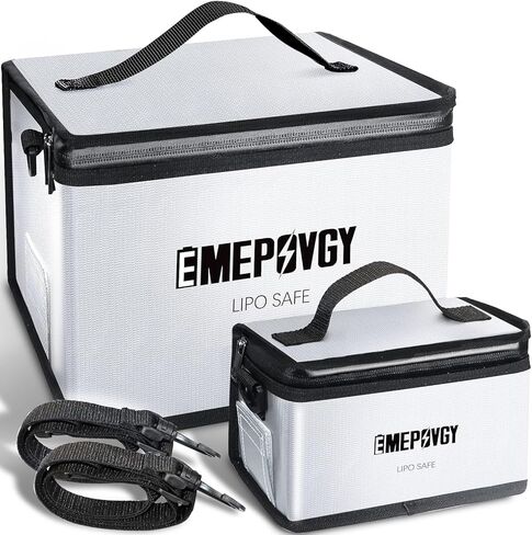 حقيبة آمنة للبطارية مقاومة للحريق، حقيبة حماية لتخزين البطارية مقاومة للانفجار للشحن والتخزين مع ضمادة محمولة 2 حزمة (9.65 × 8.46 × 7 بوصة، 8 × 3.54 × 4.33 بوصة) in Kuwait