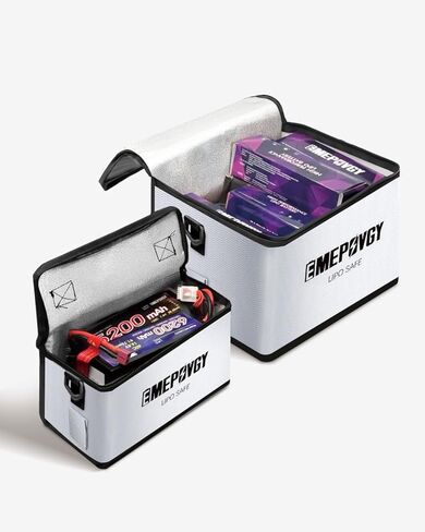 حقيبة آمنة للبطارية مقاومة للحريق، حقيبة حماية لتخزين البطارية مقاومة للانفجار للشحن والتخزين مع ضمادة محمولة 2 حزمة (9.65 × 8.46 × 7 بوصة، 8 × 3.54 × 4.33 بوصة) in Kuwait