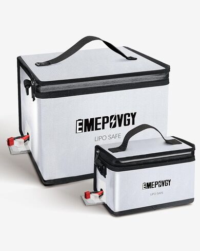 حقيبة آمنة للبطارية مقاومة للحريق، حقيبة حماية لتخزين البطارية مقاومة للانفجار للشحن والتخزين مع ضمادة محمولة 2 حزمة (9.65 × 8.46 × 7 بوصة، 8 × 3.54 × 4.33 بوصة) in Kuwait