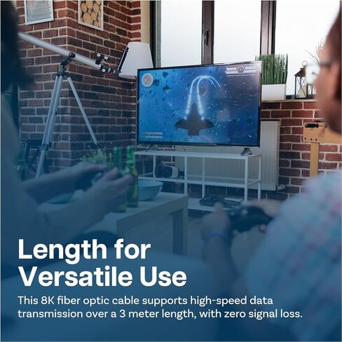 كابل ألياف ضوئية MMOBIEL HDMI 8K بطول 50 قدمًا - 48 جيجابت في الثانية فائق السرعة - 8K@60 هرتز، 4K@120 هرتز، HDR ديناميكي، ARC/eARC، HDMI 2.1، HDCP 2.2/2.3 - متوافق مع PS5/4، Xbox One، الكمبيوتر المحمول، Blu-ray والتلفزيون وما إلى ذلك. أسود in Saudi Arabia