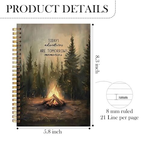 LADOCK Camping Notebook, Adventure Gifts Journal, Camping Lovers Gifts for Women Men, Today's Adventures Are Tomorrow's Memories Spiral Notebook Journal, 5.5x8.3 in Saudi Arabia