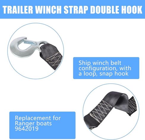 WFLNHB Trailer Winch Strap Double Hook Replacement for Ranger Boats 9642019 in Kuwait