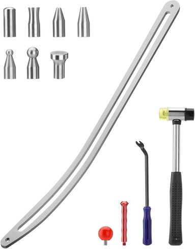 طقم أدوات سحب انبعاجات السيارة مكون من 11 قطعة، أدوات إصلاح أضرار هيكل السيارة بدون طلاء مع قضيب منحني، عتلة، مطرقة مطاطية، أقلام قابلة للفصل والإصلاح، رؤوس بديلة in Kuwait