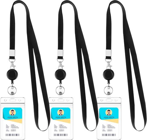 BESARME 3 Pack Lanyards for ID Badges Holder Retractable Badge Reel Clip with Cruise Ship ID Cards Holders Clear Waterproof in Kuwait