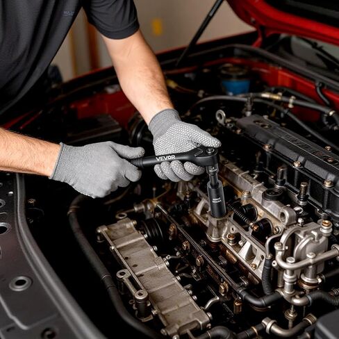 VEVOR Impact Socket Set 3/8" Drive, 50-Piece Standard SAE (5/16 to 3/4 inch) & Metric (8 to 22 mm) Size, Deep & Shallow, 6 Point, CR-V, Extension Bars, Universal Joint, Reducer, Hex Shank Adapter in Kuwait