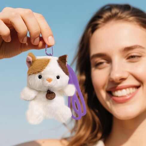 Plush Calico Cat Keychain with Gentle Fragrance - Adorable Soft Furry Bag Charm, Car Key Accessories for Women, Handbag Pendant, Purse Tote Bag Ornaments, Backpack Charm in Kuwait