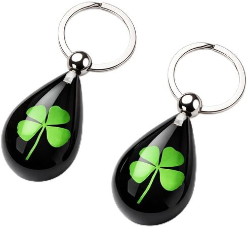 2PCS Lucky Four Leaves Clover Simulated Resin Keychains Perfit Gift to Catch the Luck Portable Metal Pendant (St. Patrick's Day Keychain, Valentine's Day Gift) in Saudi Arabia