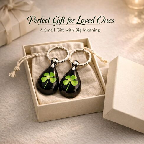 2PCS Lucky Four Leaves Clover Simulated Resin Keychains Perfit Gift to Catch the Luck Portable Metal Pendant (St. Patrick's Day Keychain, Valentine's Day Gift) in Saudi Arabia