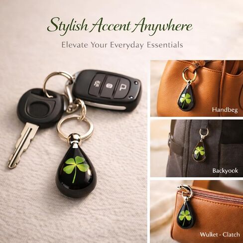 2PCS Lucky Four Leaves Clover Simulated Resin Keychains Perfit Gift to Catch the Luck Portable Metal Pendant (St. Patrick's Day Keychain, Valentine's Day Gift) in Saudi Arabia