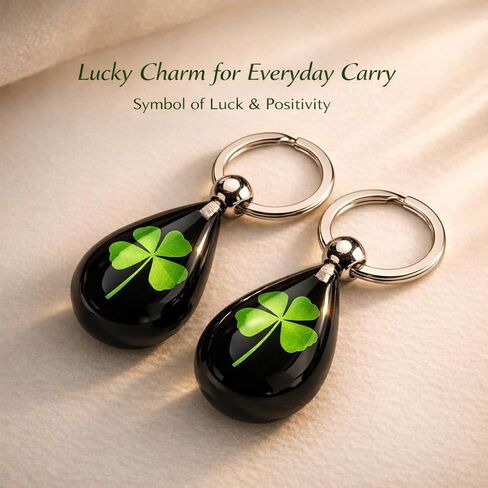 2PCS Lucky Four Leaves Clover Simulated Resin Keychains Perfit Gift to Catch the Luck Portable Metal Pendant (St. Patrick's Day Keychain, Valentine's Day Gift) in Saudi Arabia