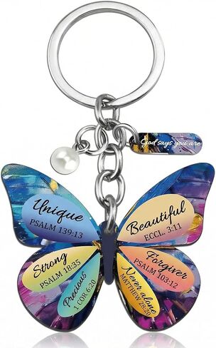 سلسلة مفاتيح على شكل فراشة أرجوانية للنساء، هدايا فراشة ملهمة مع قلب كريستال أرجواني وسحر لؤلؤي، إكسسوارات حلقة مفاتيح على شكل فراشة زهرية للأصدقاء وهدايا عيد الأم in Kuwait