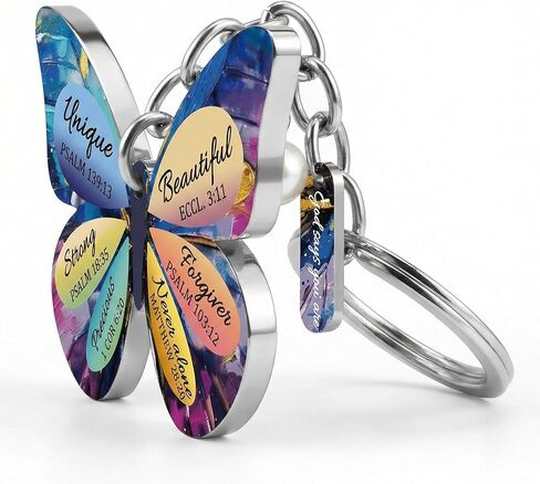 سلسلة مفاتيح على شكل فراشة أرجوانية للنساء، هدايا فراشة ملهمة مع قلب كريستال أرجواني وسحر لؤلؤي، إكسسوارات حلقة مفاتيح على شكل فراشة زهرية للأصدقاء وهدايا عيد الأم in Kuwait