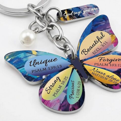 سلسلة مفاتيح على شكل فراشة أرجوانية للنساء، هدايا فراشة ملهمة مع قلب كريستال أرجواني وسحر لؤلؤي، إكسسوارات حلقة مفاتيح على شكل فراشة زهرية للأصدقاء وهدايا عيد الأم in Kuwait