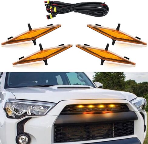 أضواء شبكة LED العنبر 4 قطعة 12 فولت مقاومة للماء مناسبة لتويوتا 4 عداء TRD Pro 2014-2022 مع سلك تسخير in Saudi Arabia