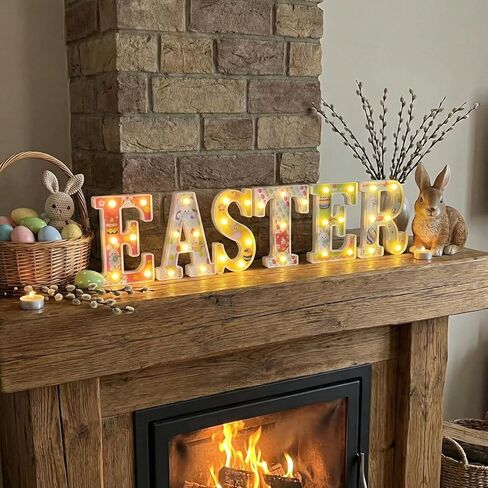 Easter Lights Indoor Decorations - Table Decors for Home Party & Holiday - Easter Sign in Saudi Arabia