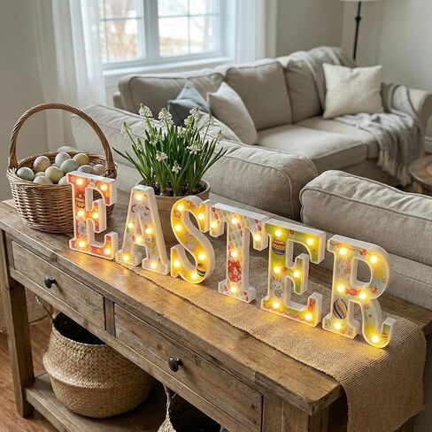 Easter Lights Indoor Decorations - Table Decors for Home Party & Holiday - Easter Sign in Saudi Arabia