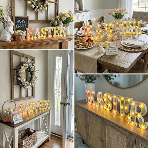 Easter Lights Indoor Decorations - Table Decors for Home Party & Holiday - Easter Sign in Saudi Arabia