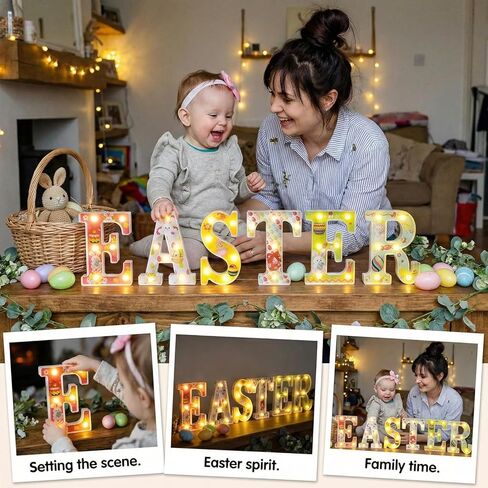 Easter Lights Indoor Decorations - Table Decors for Home Party & Holiday - Easter Sign in Saudi Arabia