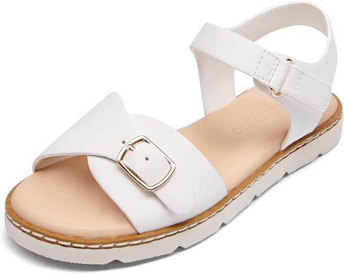 Coutgo Girls Sandals Open Toe Summer Dress Shoes Adjustable Buckle Ankle Strap Comfortable Flats in Saudi Arabia