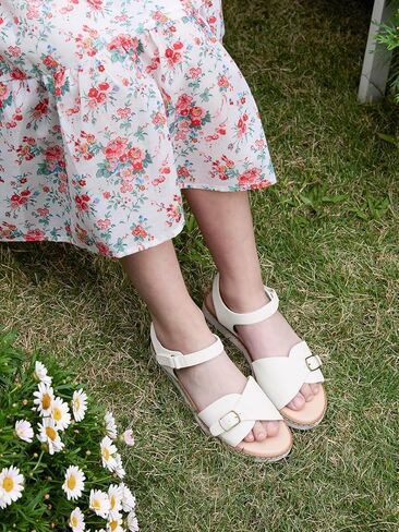 Coutgo Girls Sandals Open Toe Summer Dress Shoes Adjustable Buckle Ankle Strap Comfortable Flats in Saudi Arabia