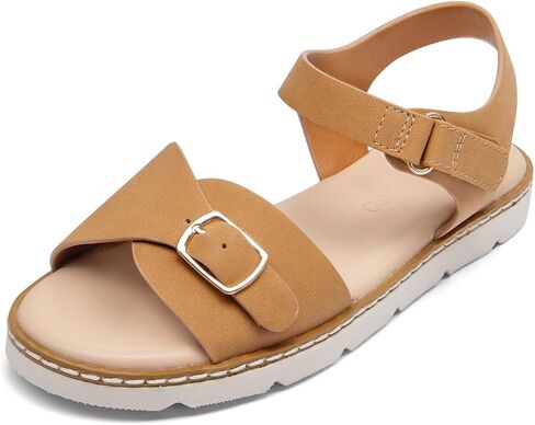 Coutgo Girls Sandals Open Toe Summer Dress Shoes Adjustable Buckle Ankle Strap Comfortable Flats in Saudi Arabia