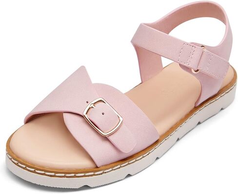 Coutgo Girls Sandals Open Toe Summer Dress Shoes Adjustable Buckle Ankle Strap Comfortable Flats in Saudi Arabia
