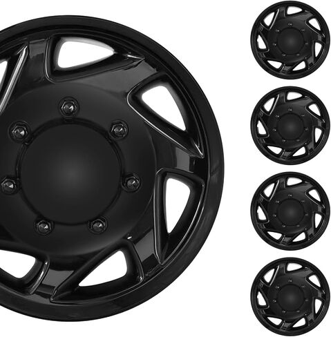 أغطية العجلات F8UZ-1130-AA متوافقة مع Ford E-150(1998-2014)/E-250(1998-2014)/E-350(1998-2019,2021-2024)/E-450(1999-2019,2023) مجموعة أغطية العجلات/عجلات مقاس 16 بوصة باللون الأسود (مجموعة من 4) F8UZ1130AA in Saudi Arabia