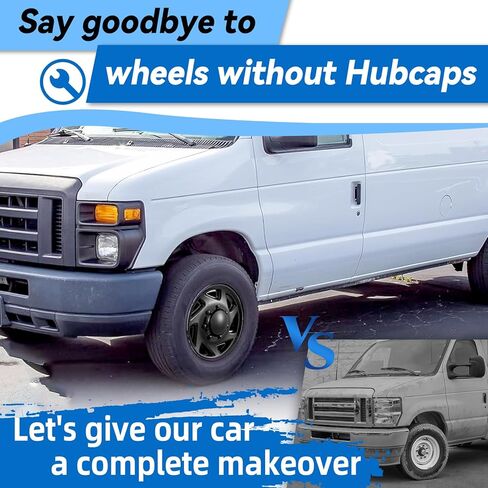 أغطية العجلات F8UZ-1130-AA متوافقة مع Ford E-150(1998-2014)/E-250(1998-2014)/E-350(1998-2019,2021-2024)/E-450(1999-2019,2023) مجموعة أغطية العجلات/عجلات مقاس 16 بوصة باللون الأسود (مجموعة من 4) F8UZ1130AA in Saudi Arabia