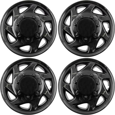 أغطية العجلات F8UZ-1130-AA متوافقة مع Ford E-150(1998-2014)/E-250(1998-2014)/E-350(1998-2019,2021-2024)/E-450(1999-2019,2023) مجموعة أغطية العجلات/عجلات مقاس 16 بوصة باللون الأسود (مجموعة من 4) F8UZ1130AA in Saudi Arabia