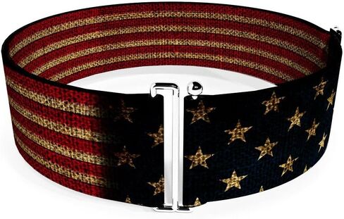 Buckle-Down Women's Cinch Belt Vintage US Flag Stretch 28 to 52 Inch Accessory, Vintage US Flag Stretch, 28 to 52 Inch in Saudi Arabia