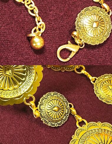 Western Concho Chain Belts for Women Adjustable Boho Metal Cowgirl Waist Belt for Dresses, Jeans, Country Concerts in Kuwait