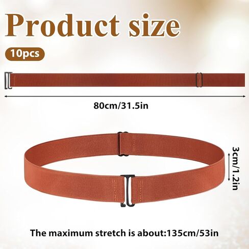 10 Pack No Show Crop Tuck Band, Adjustable Crop Top Tuck Waist Band Invisible Elastic Stretch Belts for Women Shirts Jeans Shirts in Saudi Arabia