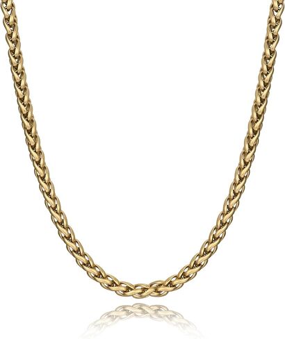 قلادة سلسلة من الفولاذ المقاوم للصدأ للرجال، فولاذ 316L، مطلية بالذهب عيار 18 قيراط أو أسود غير لامع، 22 و24 بوصة، مجوهرات متينة متينة in Kuwait