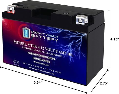 Mighty Max Battery YT9B-4 12V, 8Ah, AGM, Replacement Battery Compatible with GT9B-4, GT9B-BS in Saudi Arabia