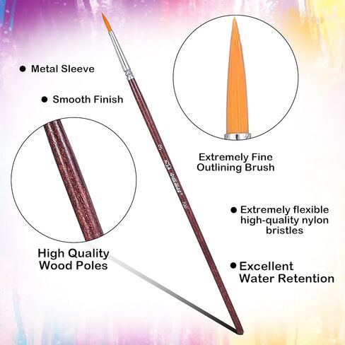 6 Pcs Rigger Brush Watercolor, Liner Brushes for Painting Extra Long Script Liner Brush Highly Flexible Fine Tip Paint Brushes for Acrylic Watercolor Oil Gouache in Saudi Arabia