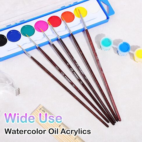 6 Pcs Rigger Brush Watercolor, Liner Brushes for Painting Extra Long Script Liner Brush Highly Flexible Fine Tip Paint Brushes for Acrylic Watercolor Oil Gouache in Saudi Arabia