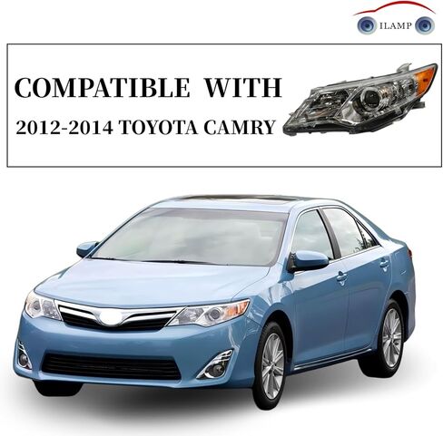 مصباح هالوجين مع خلفية بيضاء مناسب لـ 2012-14 لسيارة Toyota Camry LE/SE/XLE للمصابيح الأمامية (السائق الأيسر) LH 81150-06470 CM12A06L in Kuwait