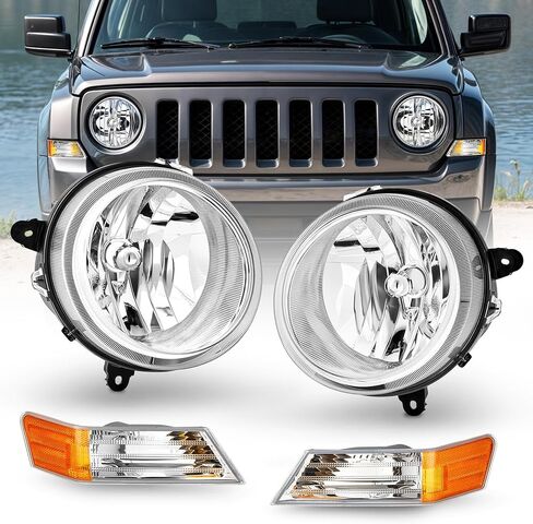 VRC For 2007-2017 Jeep Patriot 2007-2010 Compass Headlights Halogen Headlamp Assembly Replacement Pair Driver and Passenger Side (Headlights Only) in Kuwait