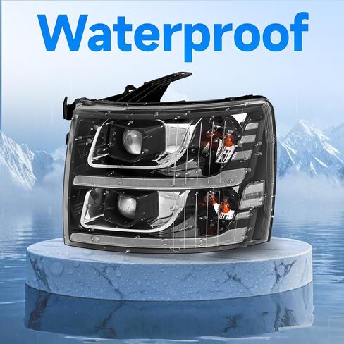 ELH LED Projector Sequential LED DRL Headlight Assembly Fit For 2007-2013 Chevy Silverado 1500 / 2500HD / 3500HD & 2014 Old Body Style((Black Housing Clear Relfector, LED Projector) in Saudi Arabia