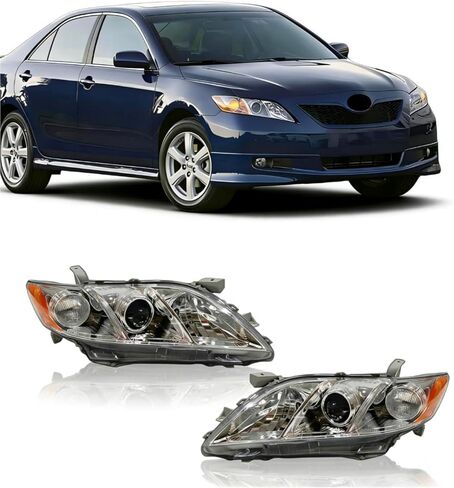 مصباح هالوجين مع خلفية بيضاء مناسب لـ 2012-14 لسيارة Toyota Camry LE/SE/XLE للمصابيح الأمامية (السائق الأيسر) LH 81150-06470 CM12A06L in Kuwait