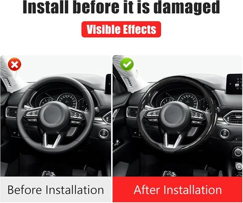 Car Steering Wheel Cover for Mazda 3, 5, 6, CX-3, CX-5, CX-30, CX-50, CX-9, CX-90, MX-5 Carbon Fiber Pattern Protective Cover - Black Compatible with 15-inch Wheels Decorative Modification Accessories in Kuwait