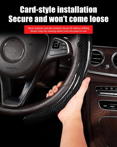 Car Steering Wheel Cover for Mazda 3, 5, 6, CX-3, CX-5, CX-30, CX-50, CX-9, CX-90, MX-5 Carbon Fiber Pattern Protective Cover - Black Compatible with 15-inch Wheels Decorative Modification Accessories in Kuwait