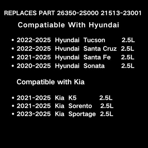 6PCS 26350-2S000 Engine Oil Filter Compatible with Kia Sorento，Sportage,K5,Hyundai Santa Fe，Santa Cruz，Tucson，Sonata,2.5L，2021-2025 in Kuwait