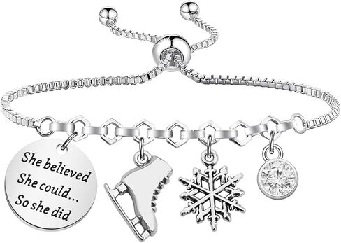 PLITI Ice Skating Gift Skate Lover Gift Figure Skating Gift She Believed She Could So She Did Skate Bracelet For Women in Saudi Arabia