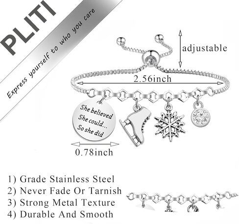 PLITI Ice Skating Gift Skate Lover Gift Figure Skating Gift She Believed She Could So She Did Skate Bracelet For Women in Saudi Arabia