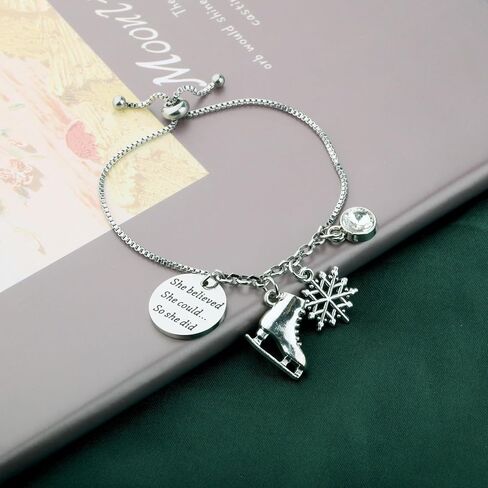 PLITI Ice Skating Gift Skate Lover Gift Figure Skating Gift She Believed She Could So She Did Skate Bracelet For Women in Saudi Arabia