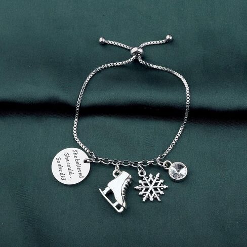 PLITI Ice Skating Gift Skate Lover Gift Figure Skating Gift She Believed She Could So She Did Skate Bracelet For Women in Saudi Arabia