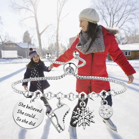 PLITI Ice Skating Gift Skate Lover Gift Figure Skating Gift She Believed She Could So She Did Skate Bracelet For Women in Saudi Arabia